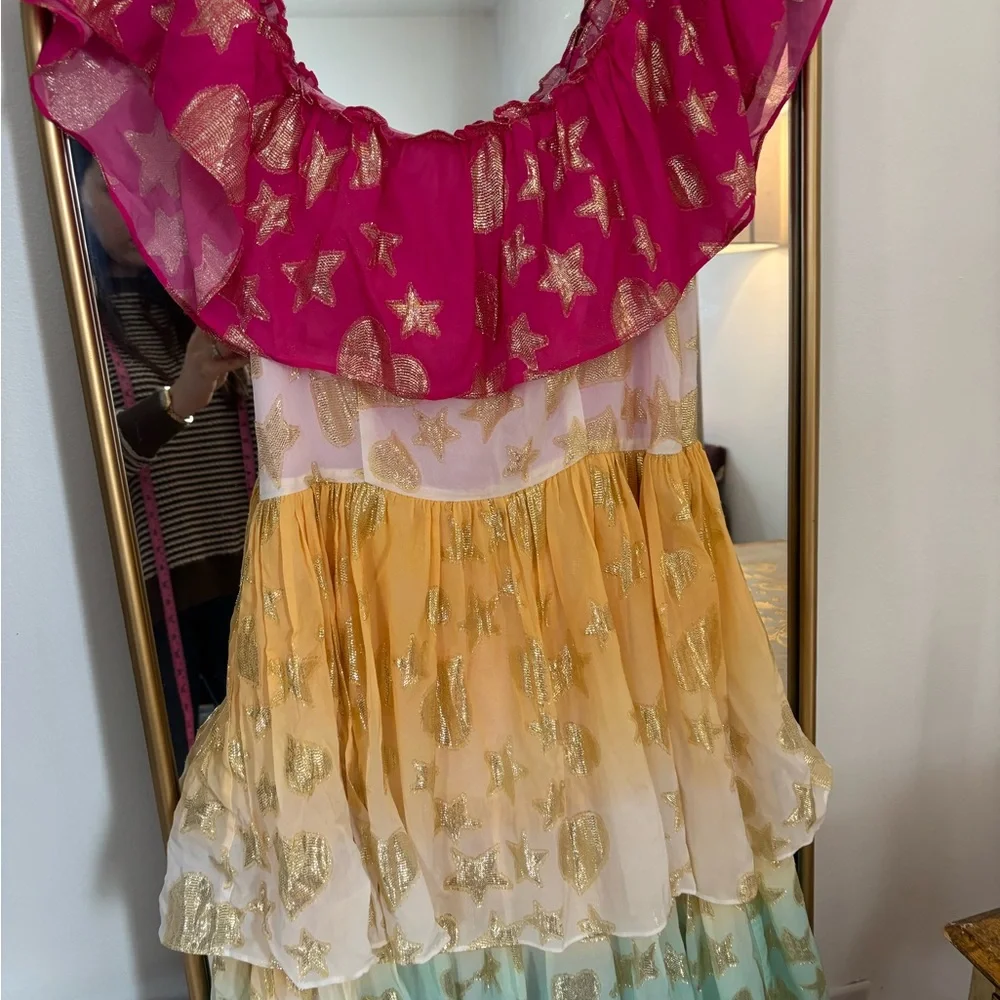 LOVESHACKFANCY Vynne Ombré Tiered Maxi Dress Star Print SZ 4 - Picture 5 of 8
